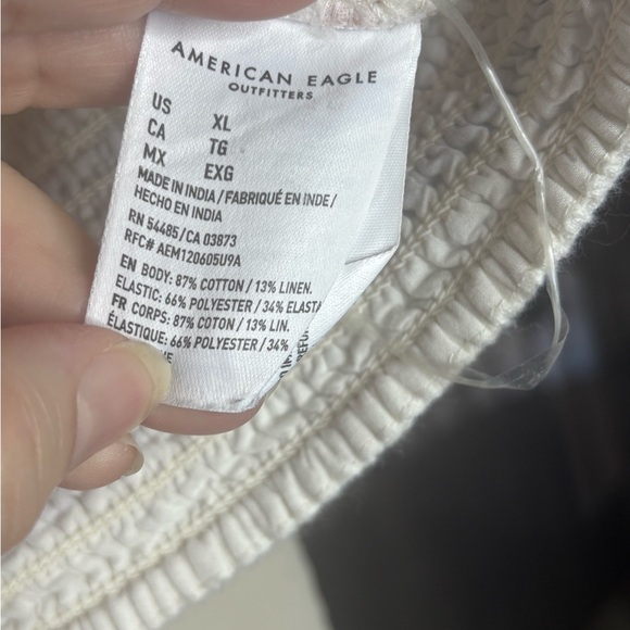 American Eagle Striped Elastic Cropped and Sleeveless Top Cotton Blend - Picture 4 of 6